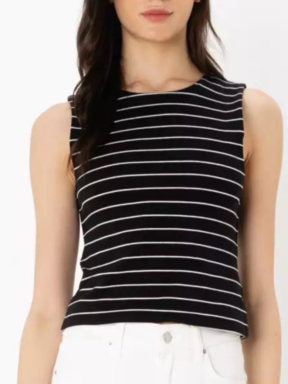 GAP Double-Lined CloseKnit
Women's Classic Black and White Striped Tank Top XL